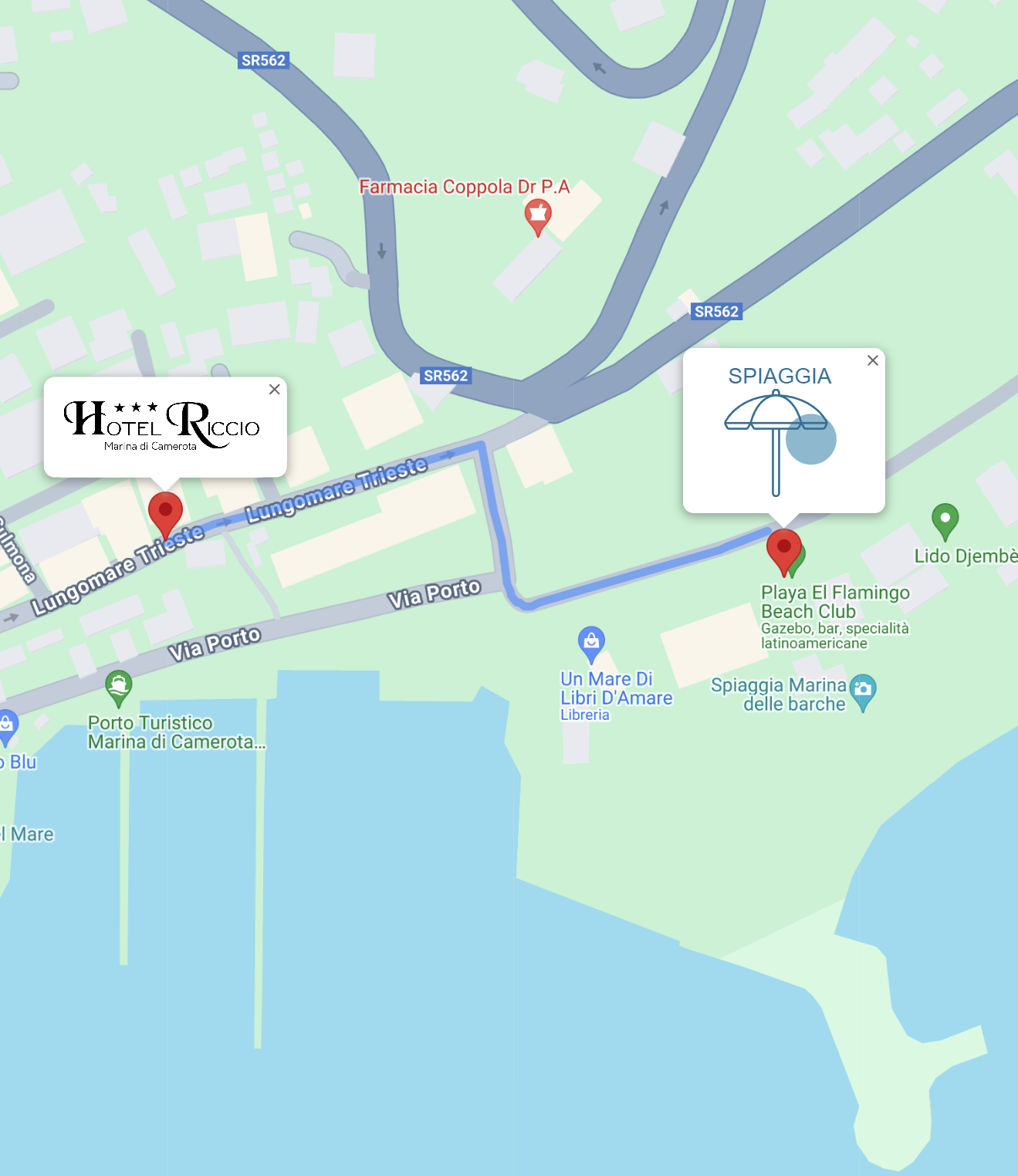 Mappa Percorso Hotel-Mare Hotel Riccio